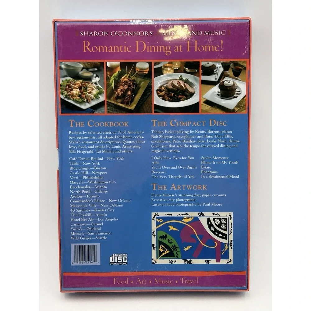 Lot Of 2 Sharon O'Connor's Museum Cafes & Arts &‎ A Table For Two Menus & Music